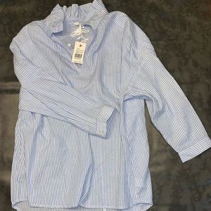 blue & white striped blouse